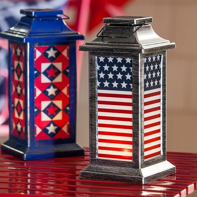 Garden Decorative Solar Lanterns Outdoor Waterproof Hanging Lamp,American Flag Independence Day National Day
