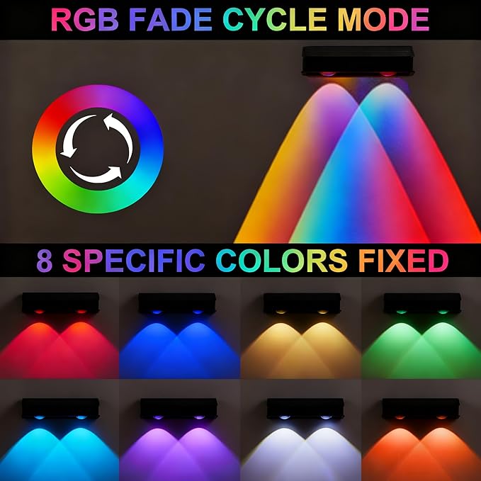 8-Pack Solar Fence Lights Outdoor, Warm White/Cool White/RGB & 8 Colors Changing Fence Solar Powered Lights, IP67 Waterproof Outdoor Solar Lights for Fence,Wall,Garden, Patio, Pathway.