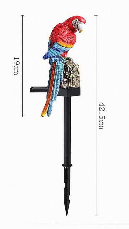 Ulalaza Outdoor Resin Solar Lights Red Parrot Shape Solar Powered LED Lamp Waterproof Garden Light Decoration for Walkway Path Landscape Lawn Yard