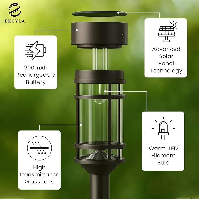 Solar Pathway Lights| Outdoor Garden Lights | Waterproof & Weather-Resistant | Energy-Efficient with High Transparency Glass | Durable & Elegant Design| High Impact Resistance| Pack of 8