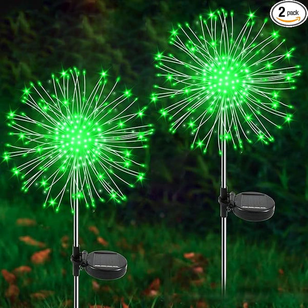 Solar Garden Lights Outdoor, 2 Pack 120 LED Twinkling Firework Lights Decorative with 2 Modes, Outdoor Waterproof | Lumora