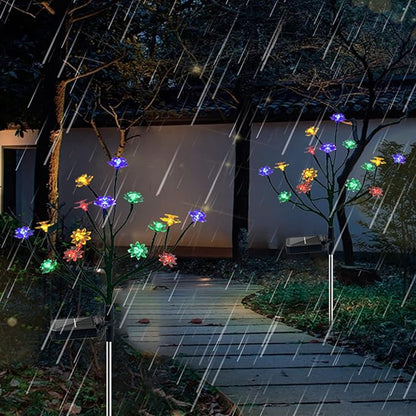Solar Flower Stake Lamps, 66cm/26inch Solar LED Cherry Blossom Garden Lights, Waterproof Colorful Landscape Lights, Garden Decorative Lamp for Yard Patio Pathway (4pcs)