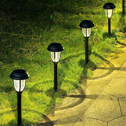 Solar Pathway Lights Outdoor Garden Warm White Led 8 Pack Black Led