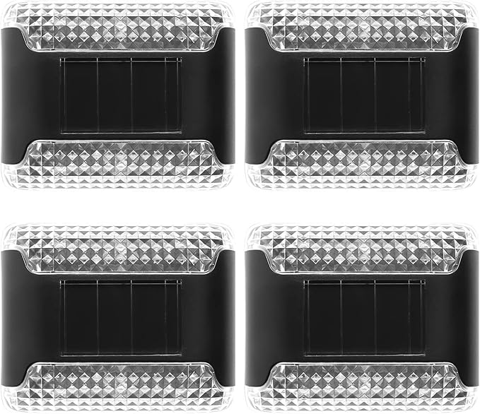 4PCS IP65 Waterproof Solar Lights Outdoor, Led Solar White Lights, LED Solar Stair Outdoor Light, Garden Yard Fence Wall Lamp for Outdoor Stairs, Step, Fence, Yard, Patio, Pathway, Garden Decor