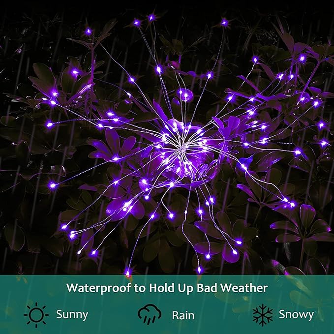 JJGoo Solar Firework Lights, 2 Pack 150 LEDs 2 Lighting Modes Solar Lights Outdoor Waterproof for Garden Patio | Lumora