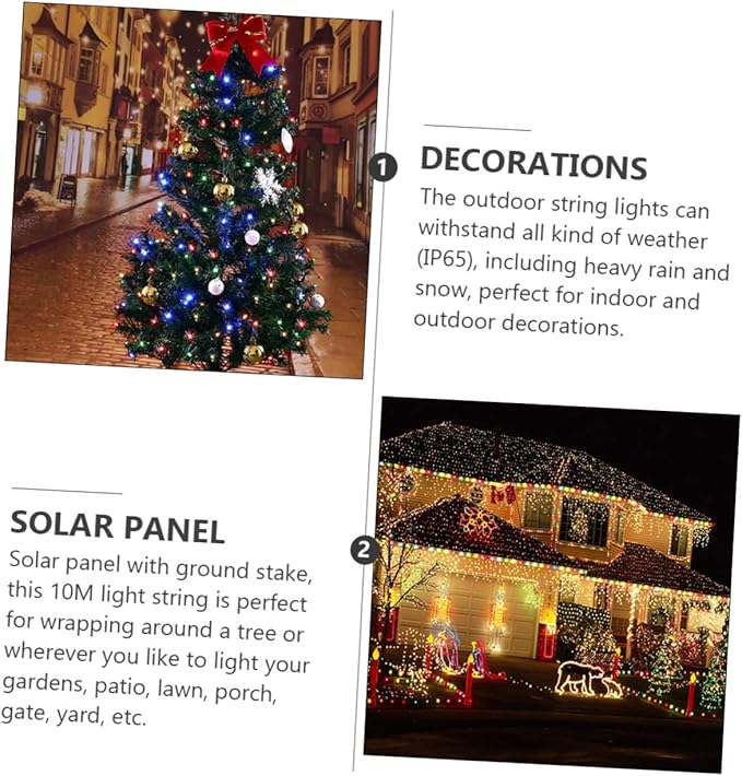 Uonlytech 2sets Led Solar String Lights Outdoor Fairy Lights for Garden Decor Auto Off Energy Efficient for | Lumora