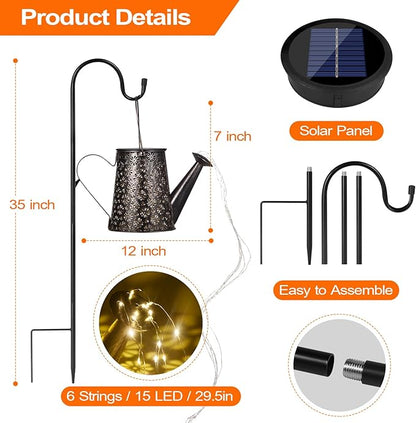 90 LED Solar Watering Can with Lights, Waterproof Large Hanging Lantern Landscape Solar Lights Outdoor Garden Decor for Outside Yard Porch Gardening Gifts for Mom Birthday Mother's Day