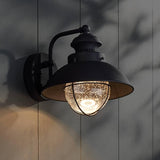 John Timberland Fordham Farmhouse Rustic Industrial Outdoor Wall Light Fixture LED Black Metal 8" Seedy Glass | Lumora