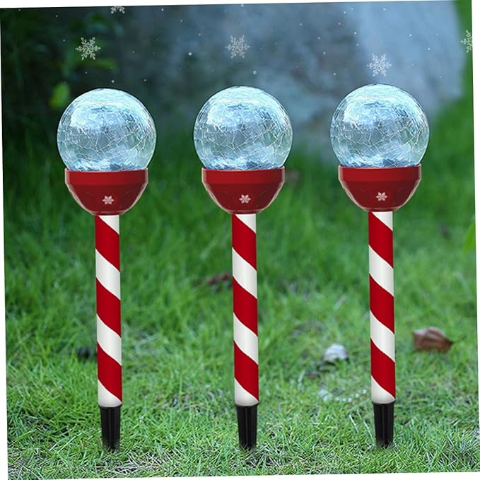 Solar Panel Lights for Christmas 6 Pack Cracked Glass Led Lights Garden Pathway Decorations