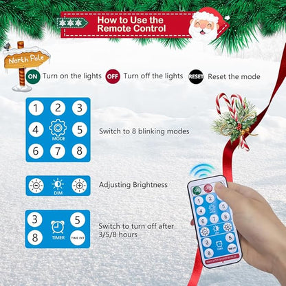 Solar Candy Cane Lights Multicolored, 12PCS Waterproof Candy Cane Christmas Outdoor Lights with 72LED, 8 Modes 1200mAh Solar Powered Outdoor Led Lights for Christmas Pathway, Patio, Garden Decorations
