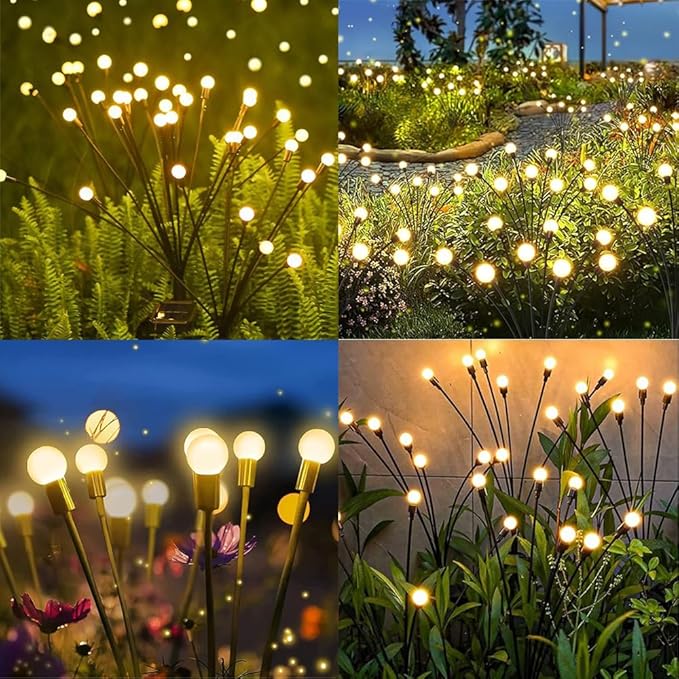 Solar Lights Outdoor, Decorative Animal & Flower Shaped Landscape Lights with Warm/Colorful LED, Auto On/Off Waterproof Solar Powered Decor for Yard Lawn Patio Gift Idea (Warm-Firefly-8pack)