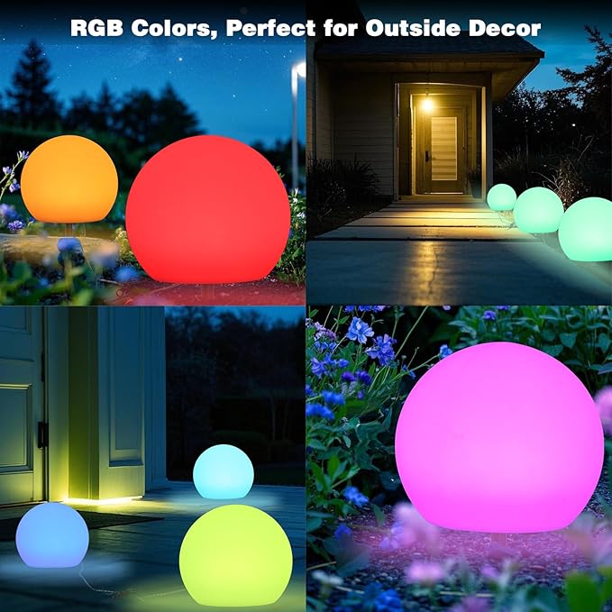 Outdoor Globe Light 2 Pack Solar Waterproof Garden Pathway Lights Outdoor Lights for Yard Patio Walkway Landscape In-Ground Spike