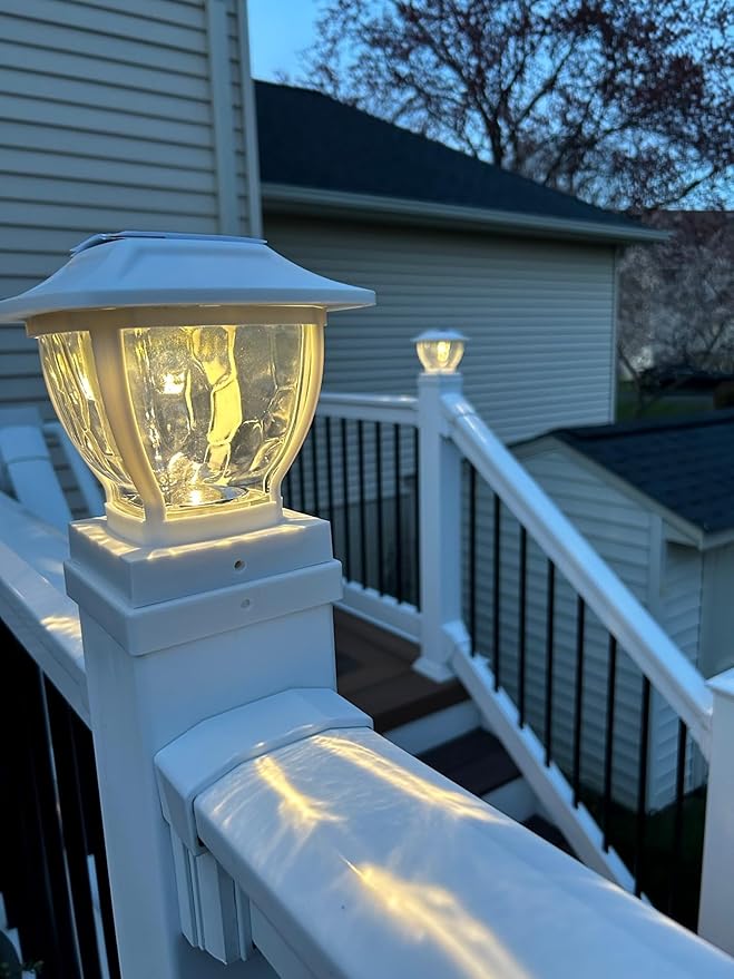 Maxsa 41981 Solar Wave Glass Post and Fence Cap Lights, Dusk-to-Dawn Solar-Powered Lighting, 3 - Outdoor Path Light | Lumora