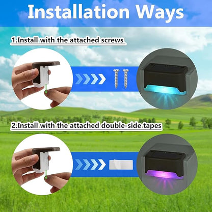 XhuangTech Solar Fence Lights Outdoor Garden, 12 Pack Solar Step Lights, Waterproof Deck Lighting for Stairs, Steps, Yard, Patio, Pathway, Gutter, Wall Decoration Ambient Light (Multi-Color Light)
