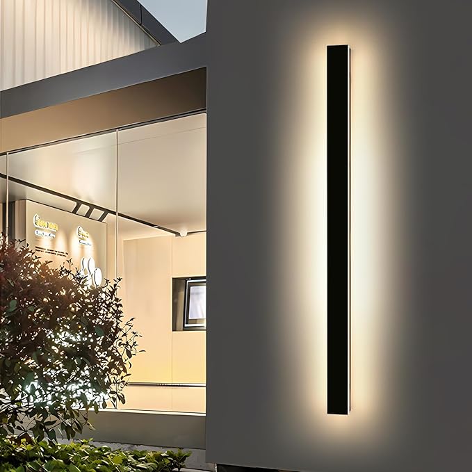 Mikeru 70.8inch Long LED Wall Light, 3000k-6000k Three Colors Switchable Modern Outdoor Wall Light Fixtures Acrylic Invisible Exterior Light for Porch Outdoor Wall Mount Lighting for House