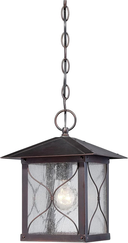 Nuvo Lighting 60/5614 Vega Hanging One Light Lantern 100-watt Outdoor Pendant Porch and Patio Lighting with Clear Seeded Glass, Classic Bronze