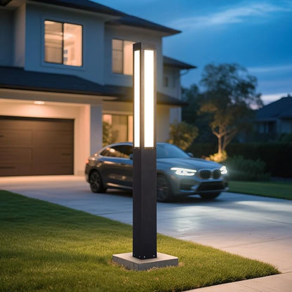 71" Tall Pathway Lights, Landscape Bollard Lights Outdoor, Modern Path Light Waterproof, Aluminum Driveway Light High Voltage Wired, 15W LED Lighting Walkway Lamp for Lawn Patio Yard Garden