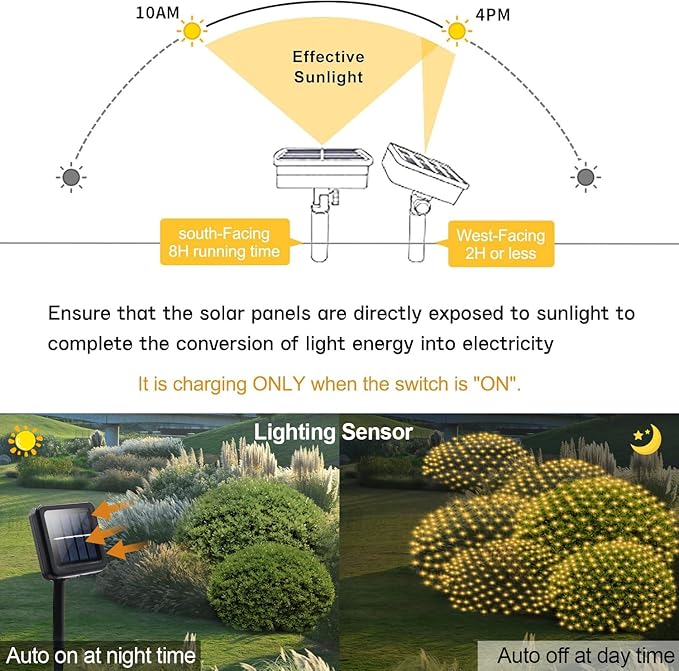 echosari Solar Powered Net Lights 200 LED 9.8Ft x 6.6Ft Bush Light Dark Green Wire Auto On/Off 8 Modes Outdoor Mesh Lights for Bushes Shrubs Lawn Decor(Warm White)