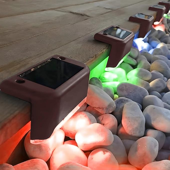 16 Solar Led Fence Lights, Waterproof Outdoor Deck Rail Fixtures, Brown Pp/Pc Housing, Amorphous Silicon Solar | Lumora