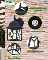 LIT-PaTH Outdoor Wall Lantern, Large Exterior Wall Light Fixture, E26 Base, Matte Black Anti-Rust Aluminum Porch | Lumora