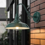 10in Outdoor Gooseneck Barn Light Wall Mount, Green Exterior Farmhouse Porch Lights with White Interior Small Dome | Lumora