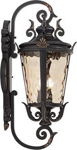 John Timberland Casa Marseille Vintage Outdoor Wall Light Fixture Veranda Bronze Scroll Frame 31" Champagne | Lumora