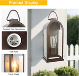 Vintage Outdoor Wall Light Fixtures (2 Pack) - Dark Brown Porch Lantern/Exterior Wall Sconce, Glass Shade, Sturdy | Lumora