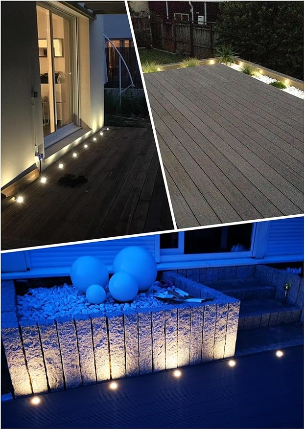 FVTLED Low Voltage LED Deck Lighting Kit Stainless Steel Waterproof Outdoor Landscape Garden Yard Patio Step Decoration Lamps LED In-ground Lights, Pack of 20(Warm White)