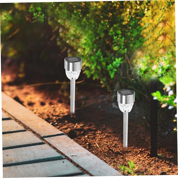 2-Pack Stainless Steel Solar Garden Light Waterproof Ground Insert Outdoor Lamp for Courtyards Decorative Solar Powered Light for Gardens