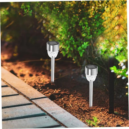 2-Pack Stainless Steel Solar Garden Light Waterproof Ground Insert Outdoor Lamp for Courtyards Decorative Solar Powered Light for Gardens