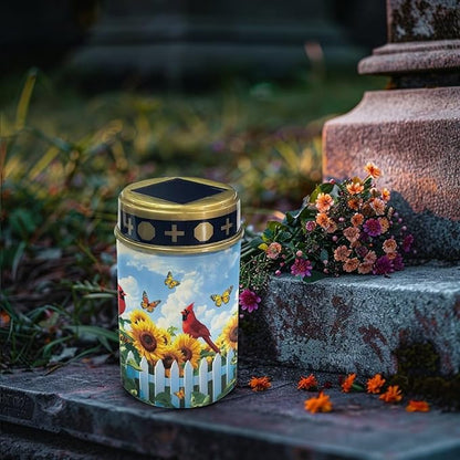 Butterfly Solar Lights Outdoor Waterproof Walkway Cardinal Sunflower Solar Lights for Outside Decorations in Memory of Loved Ones