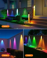 12 Pack Color Changing Solar Powered Fence Light Outdoor Decoration LED Waterproof Landscape Sconce for Exterior | Lumora