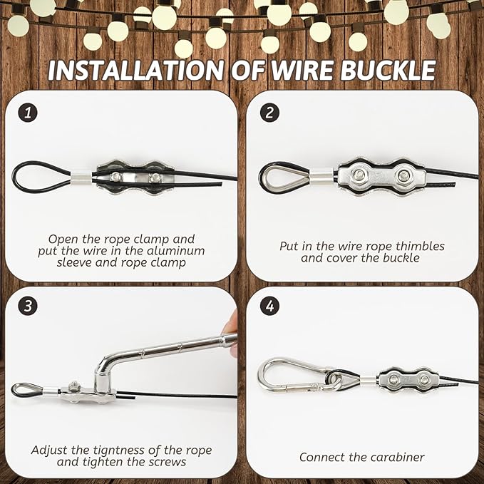 400 Ft String Light Hanging Kit Outdoor, Nylon Coated Stainless Steel 304 Wire Rope, String Light Kit Included | Lumora