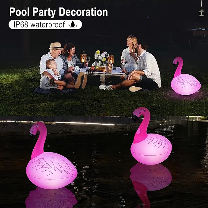 Solar Floating Lights 4PCS, Flamingo Floating Pool Lights Solar Powered, IP68 Waterproof Glow - Outdoor Path Light | Lumora