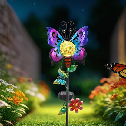 Solar Butterfly Garden Stake Lights Outdoor Waterproof Metal Butterfly Solar Lights for Outside Yard Patio Decor Garden Stakes Decorative Outdoor Lawn Ornaments Housewarming Gardening Gifts for Women