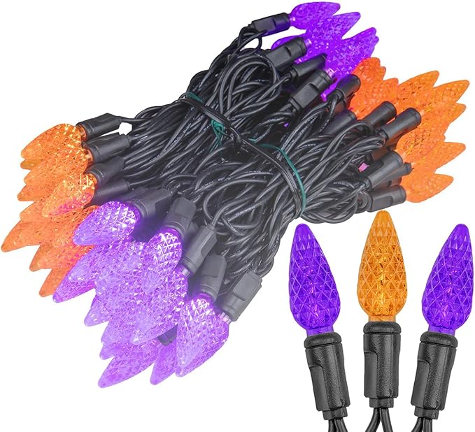 ‎‎‎Novelty Lights 24FT 70 LED C6 LED Halloween String Lights, Outdoor Christmas Tree Commercial Grade LED String | Lumora