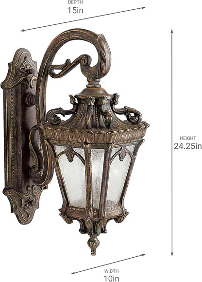 Kichler Tournai 24" 2 Light Outdoor Wall Light with Clear Seeded Glass in Londonderry
