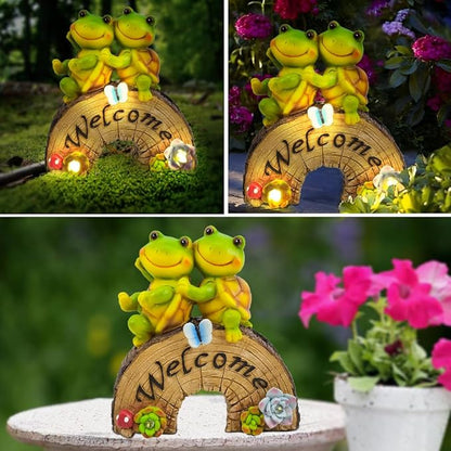 Solar Garden Animal Statues Lights Outdoor Decor, Cute Animal Garden Decor Lights for Garden Patio Yard Pathway -Unique Housewarming Gift for Mom Fathers Grandma Grandpa (Turtle Climbing Tree)