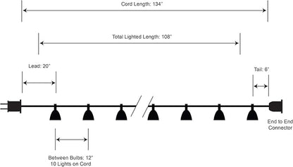 LumaBase Electric Café String Lights with 10 Brown Metal Domes