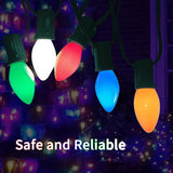 25FT C7 Multicolor Christmas Lights Outdoor, Waterproof LED String Lights with 25 Bulbs for Roof, Fence Patio Xmas | Lumora
