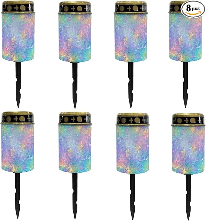 Watercolor Solar Pathway Lights for Outside Solar Garden Stake Lights Outdoor Waterproof Walkway Lights for Yard Patio Driveway Warm White LED Lantern Solar Powered Fairy Lights