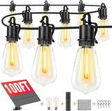 100FT Solar String Lights for Outside with 32 Shatterproof, Outdoor Light with Remote ST38 Vintage Edison Bulbs | Lumora