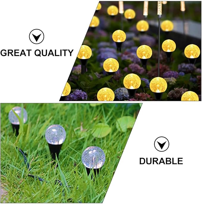Solar Garden Path Lights 10pcs Warm White Bubble Ball Outdoor Lawn Lighting Accessory Solar Powered Landscape Ground Lamps for Patio Yard Decor