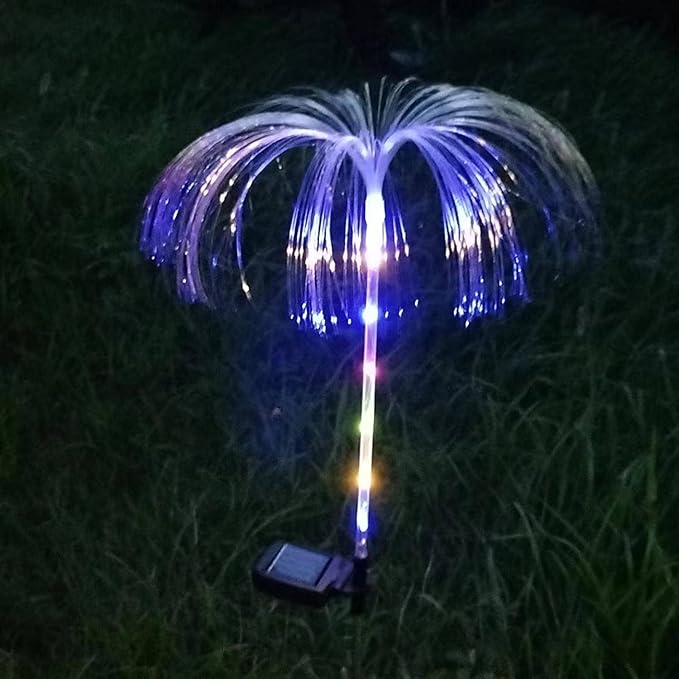 Solar Garden Lights Solar Fiber Optic Jellyfish Lamp Outdoor Waterproof Lawn Lamp Courtyard Decorative Ground Lamp Landscape Lamp (Color : Warm Light)