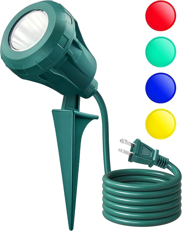 SURAIELEC Christmas Spotlight Outdoor, Create Stunning Holiday Decor with 4 Color Lenses (Red Green Blue Yellow) | Lumora