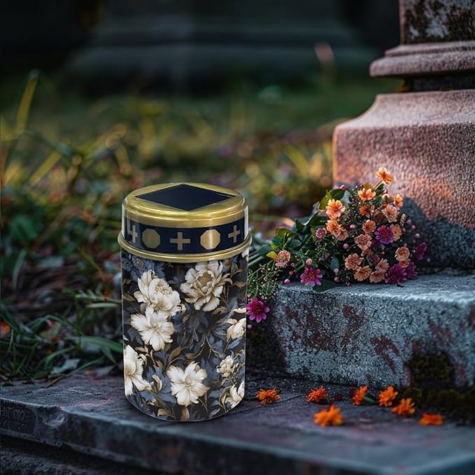 White Floral Cemetery Solar Lights Sympathy Memorial Lights Cemetery Decorations for Grave Outdoor Lights Solar Lights Grave Decorations for Cemetery Mom