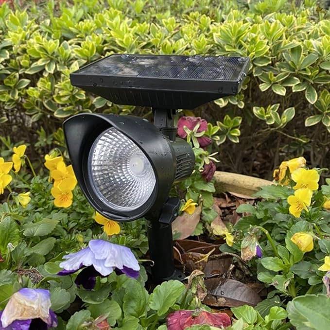 Colorful Rotation,Solar Warm White Spot Lights Outdoor 2PK, Solar Powered LED 2800K Landscape Lighting Low Voltage IP65 Waterproof Auto On/Off Spotlights for Outside Garden Yard Landscape