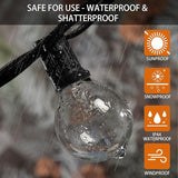 100FT G40 Outdoor String Lights with 100 Glass Edison Bulbs (4 Spare), 4W E12 Base Warm Yellow Globe Patio Lights | Lumora