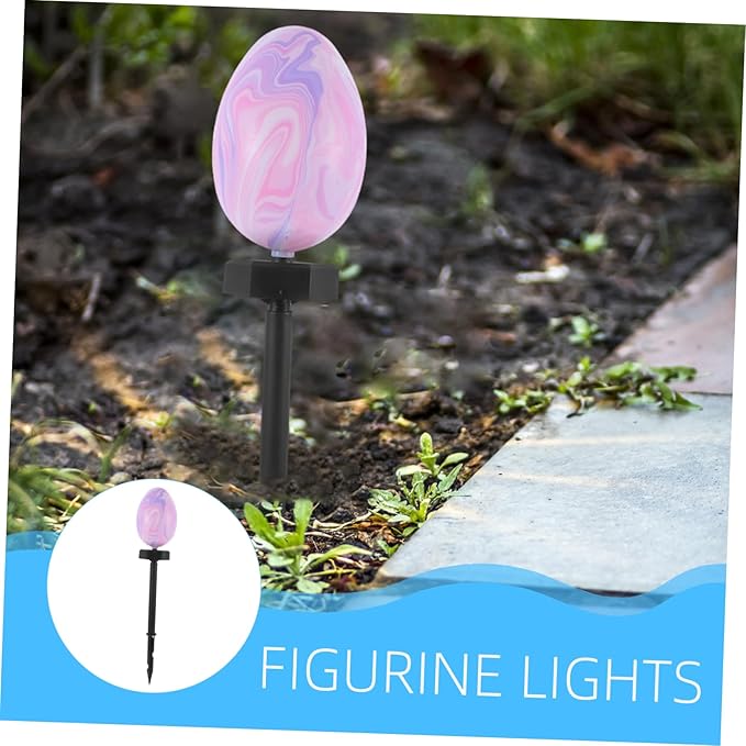 Hemoton Solar Easter Egg Stake Lights for Outdoor Decor Waterproof LED Garden Lights for Pathway and Yard Decoration