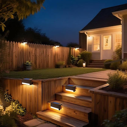 JJX Solar Lights Outdoor 20 Pack, Solar Fence Lights Deck Light for Patio Outdoor Decor, Fence Light Solar Powered for Stairs, Step, Railing and Yard (Warm White)